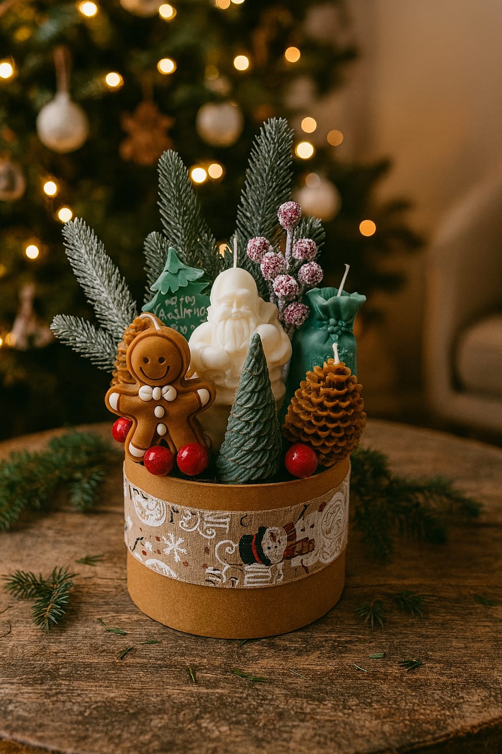 Set de Lumânări în Cutie-cadou de Crăciun