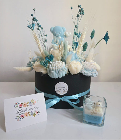 Best Wishes Blue Teddy Bear Gift Box