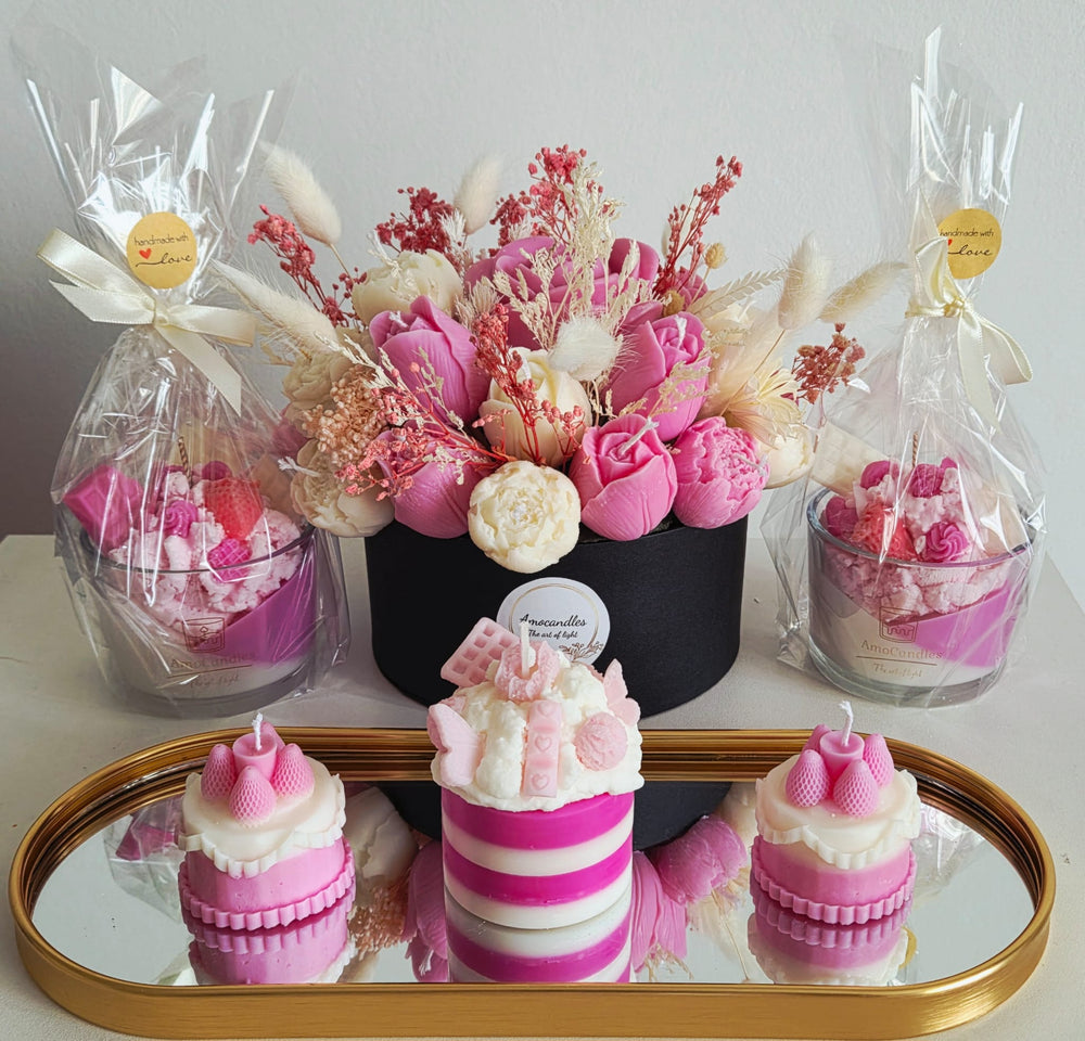 Pink Cake & Berry Dessert Candle Set