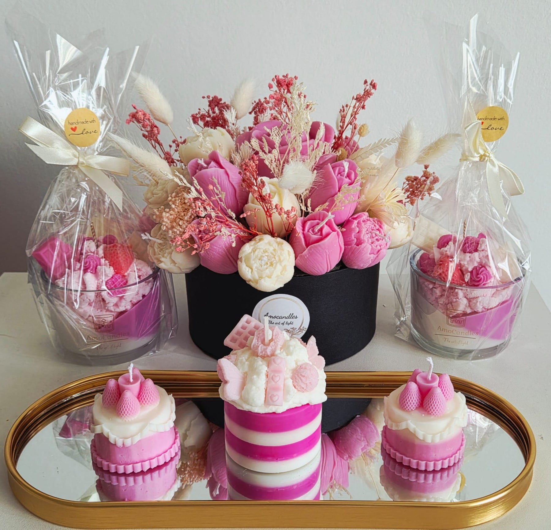 Set de lumânări Tort Roz & Fructe de Pădure